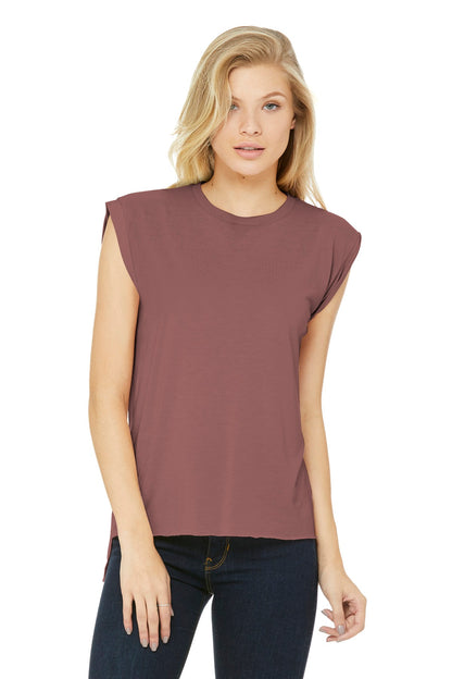 BELLA+CANVAS Women's Flowy Muscle Tee with Rolled Cuffs BC8804 Mauve
