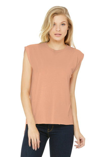 BELLA+CANVAS Women's Flowy Muscle Tee with Rolled Cuffs BC8804 Peach