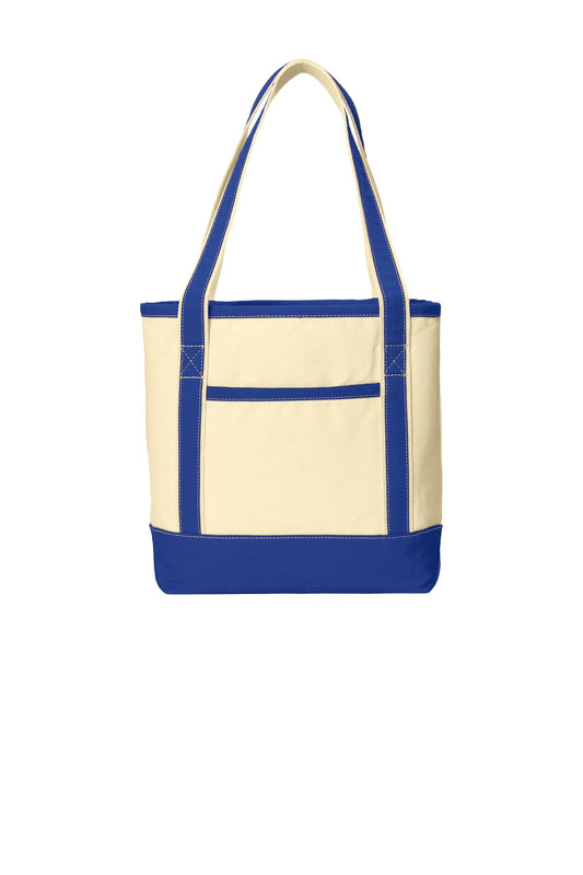 Port Authority Medium Cotton Canvas Tote BG412 Natural/ True Royal
