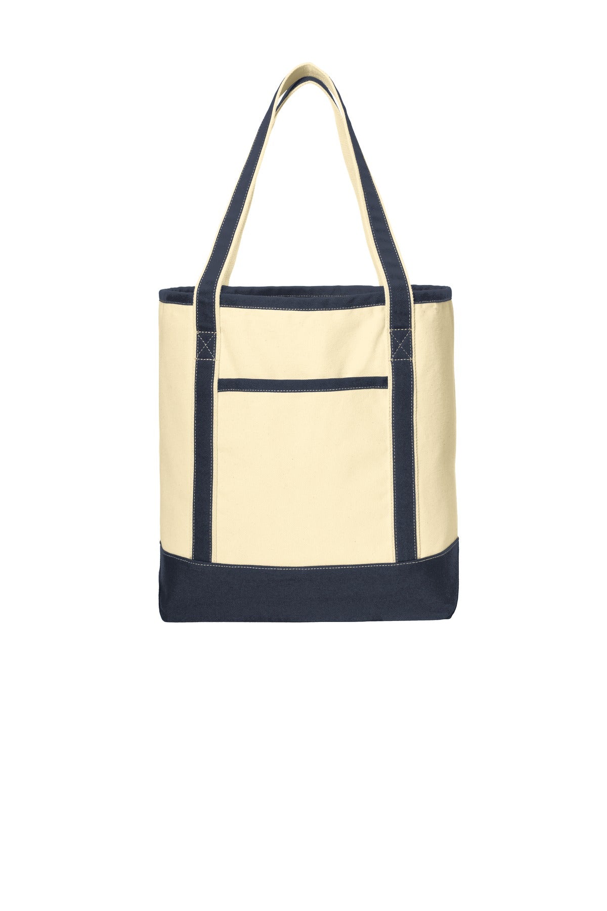 Port Authority Large Cotton Canvas Tote BG413 Natural/ Navy