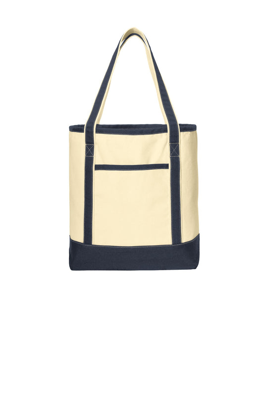 Port Authority Large Cotton Canvas Tote BG413 Natural/ Navy