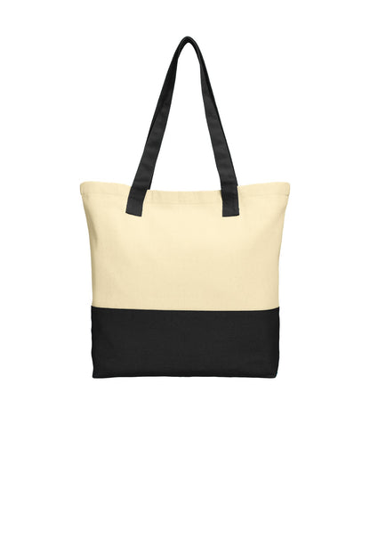 Port Authority Colorblock Cotton Tote BG414 Natural/ Black