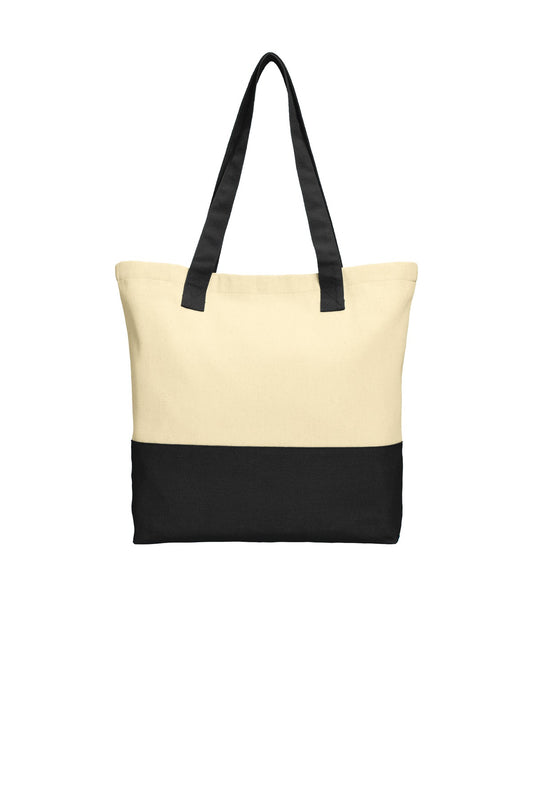 Port Authority Colorblock Cotton Tote BG414 Natural/ Black