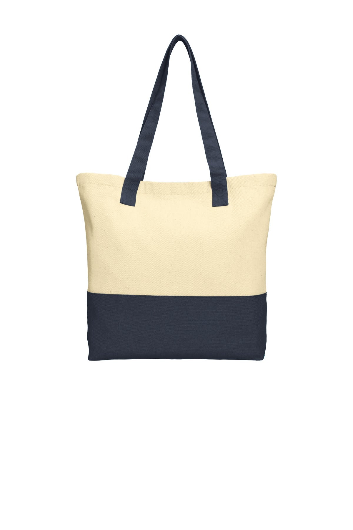 Port Authority Colorblock Cotton Tote BG414 Natural/ Navy