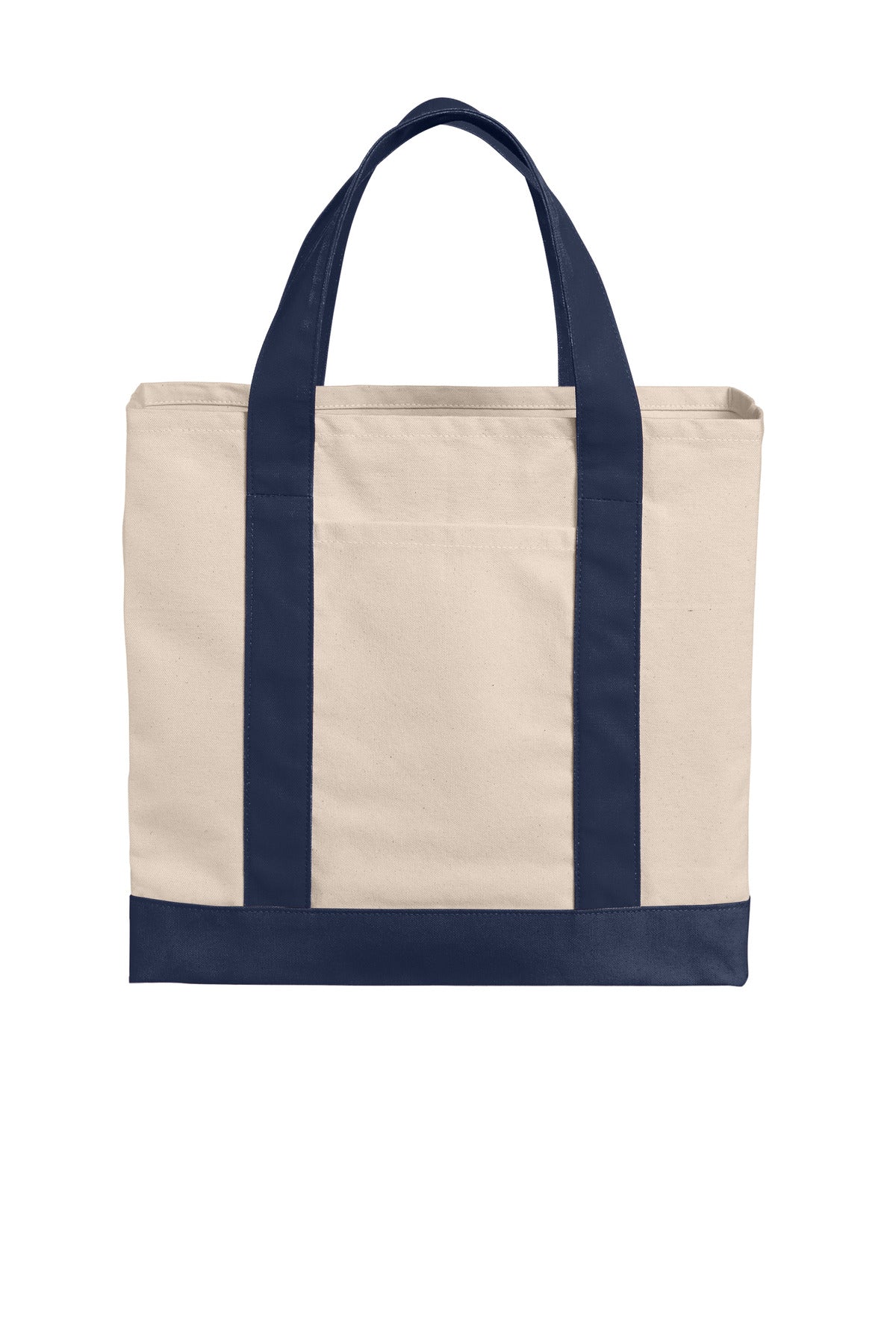 Port Authority Cotton Canvas Two-Tone Tote BG429 Natural/ River Blue Navy