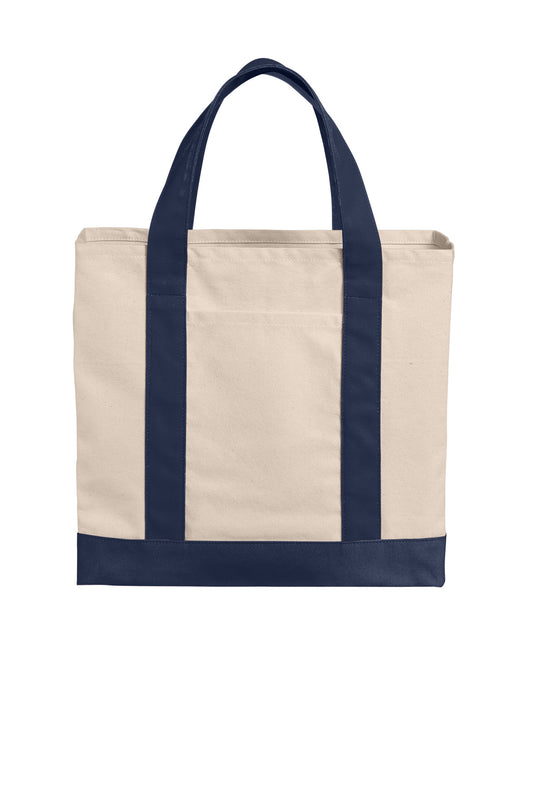 Port Authority Cotton Canvas Two-Tone Tote BG429 Natural/ River Blue Navy