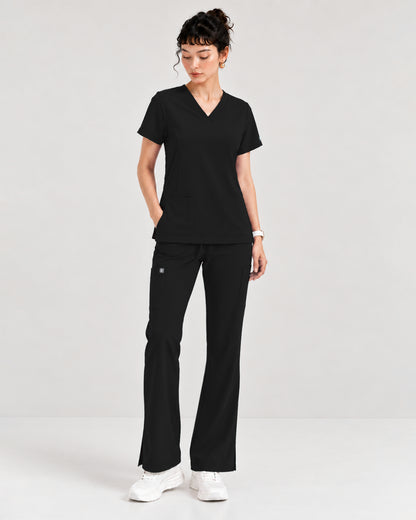 Foundry Women's 1005 Quinn 2 Pocket V-Neck Top Black