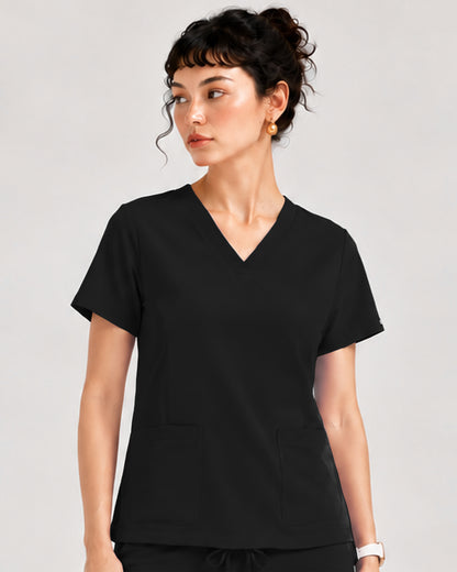 Foundry Women's 1005 Quinn 2 Pocket V-Neck Top Black