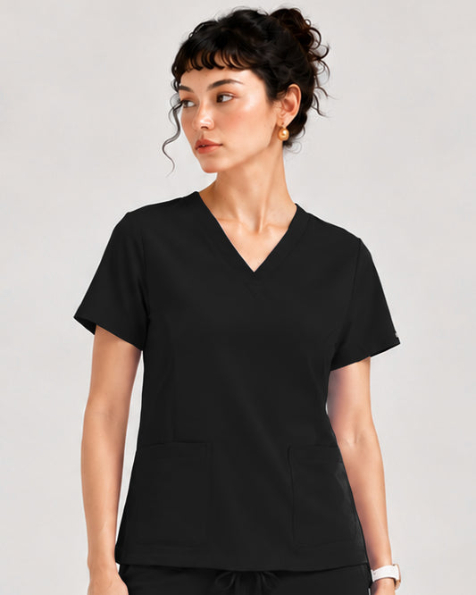 Foundry Women's 1005 Quinn 2 Pocket V-Neck Top Black