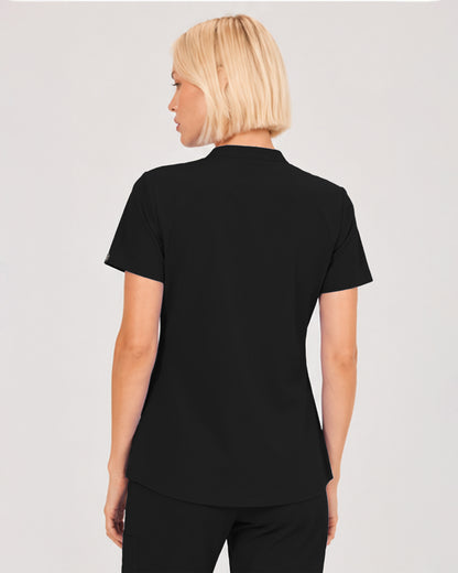 Foundry Women's 1055 Arden 2 Pocket Mandarin Top Black