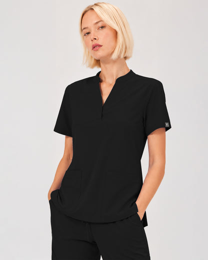 Foundry Women's 1055 Arden 2 Pocket Mandarin Top Black
