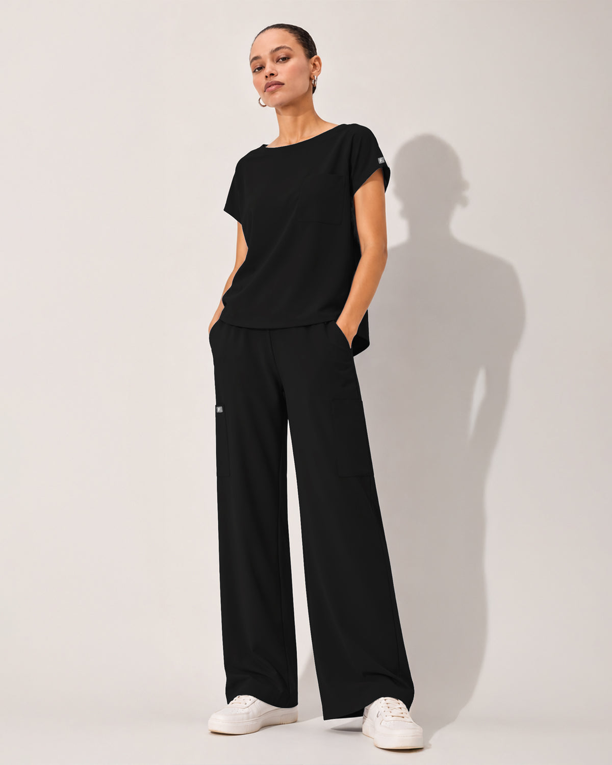 Foundry Women's 1215 Rowan 1 Pocket Boat Neck Dolman Top Black