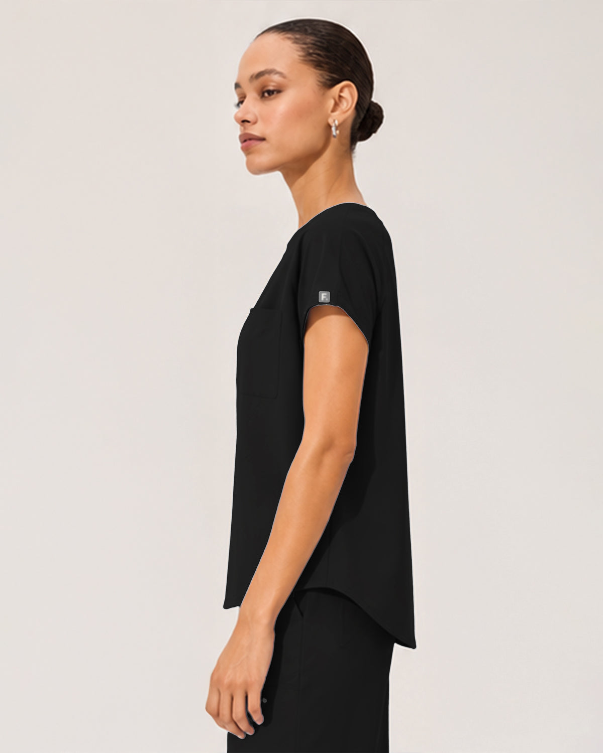 Foundry Women's 1215 Rowan 1 Pocket Boat Neck Dolman Top Black