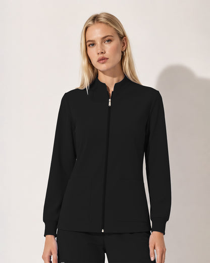 Foundry Women's 6005 Ellis 2 Pocket Scrub Jacket Black