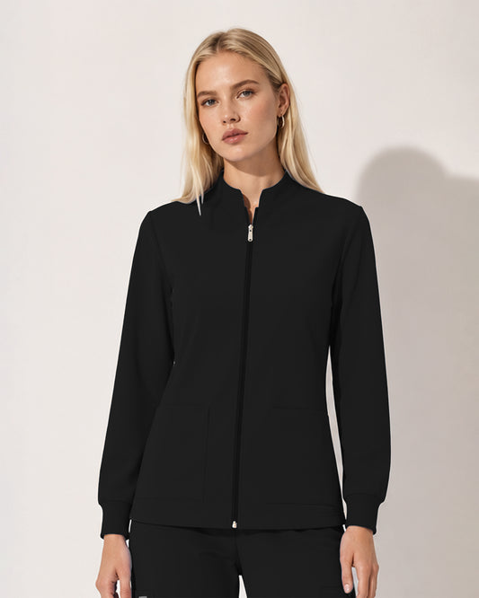Foundry Women's 6005 Ellis 2 Pocket Scrub Jacket Black