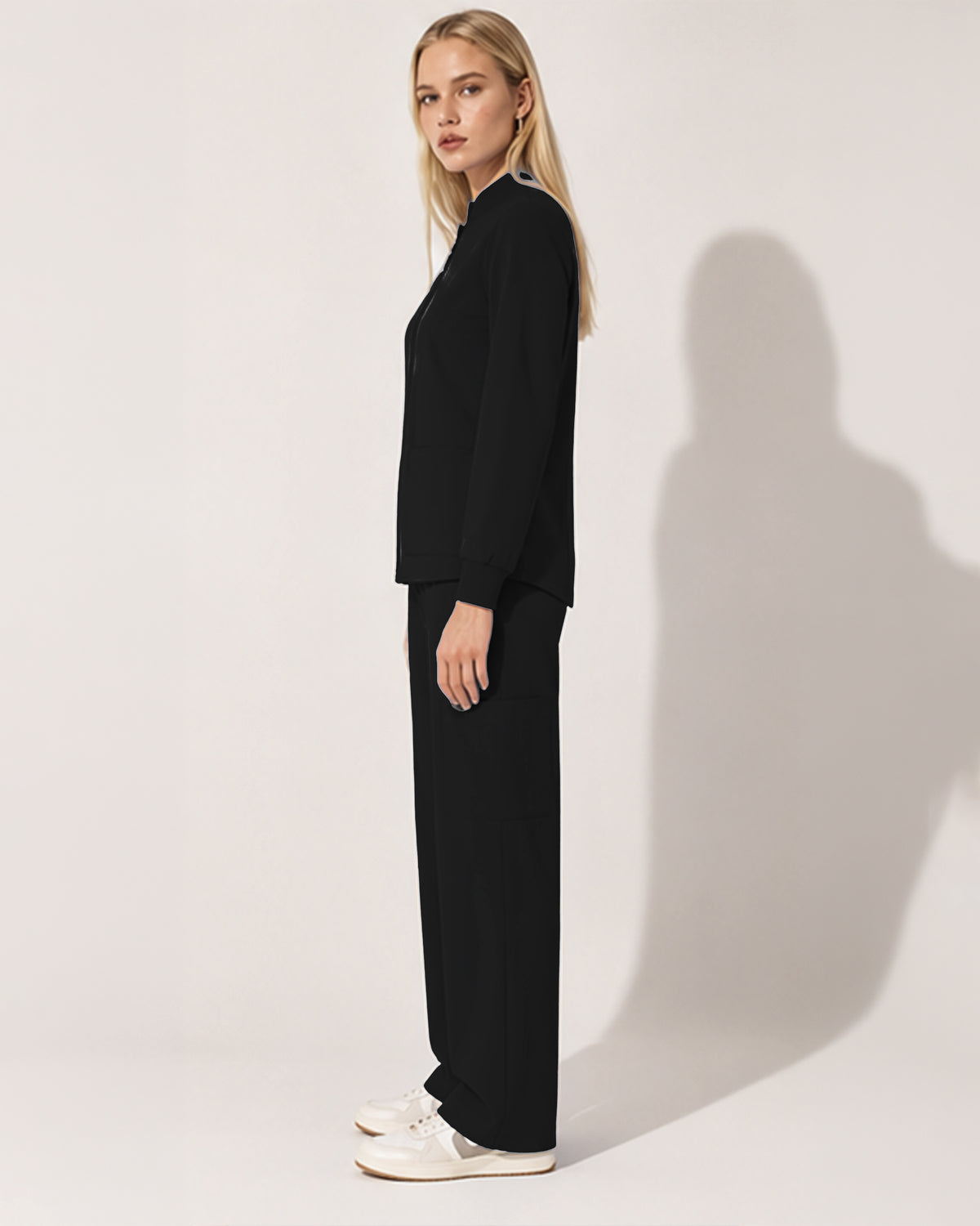 Foundry Women's 6005 Ellis 2 Pocket Scrub Jacket Black