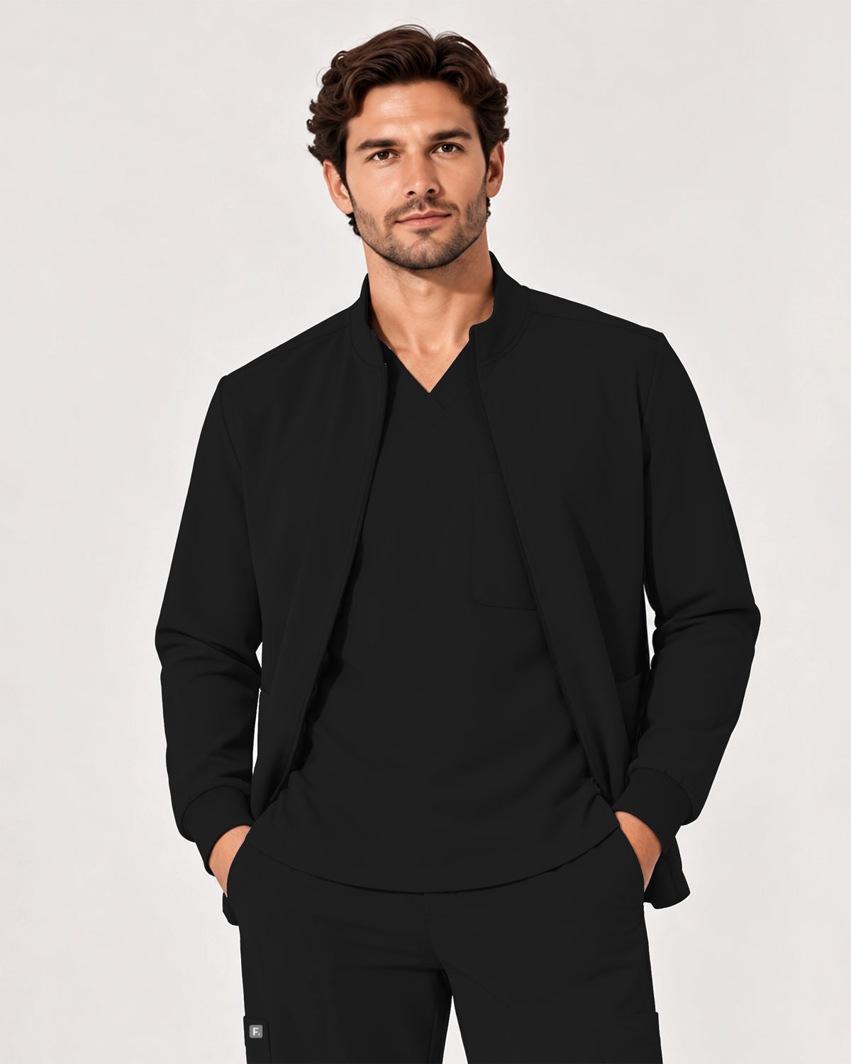 Foundry Men's 6505 Slate Men'S 2 Pocket Scrub Jacket Black