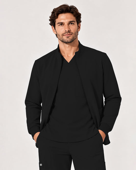Foundry Men's 6505 Slate Men'S 2 Pocket Scrub Jacket Black