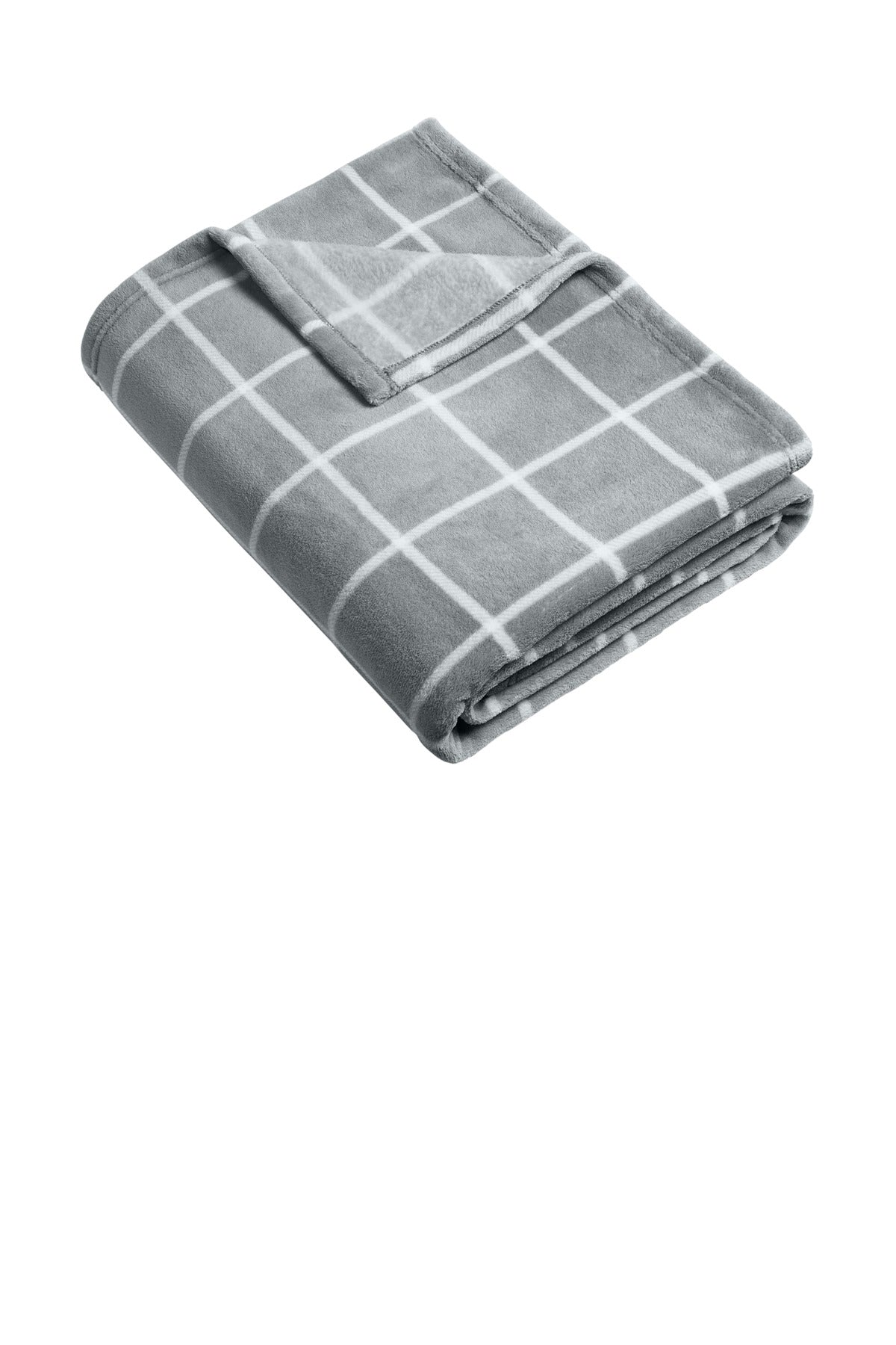 Port Authority Ultra Plush Blanket. BP31 Gusty Grey/ Marshmallow Check