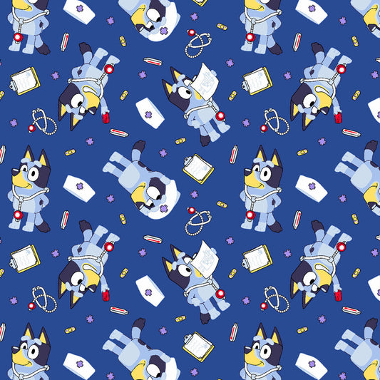 Licensed TF514 Unisex Print Bouffant Scrubs Hat Nurse Bluey