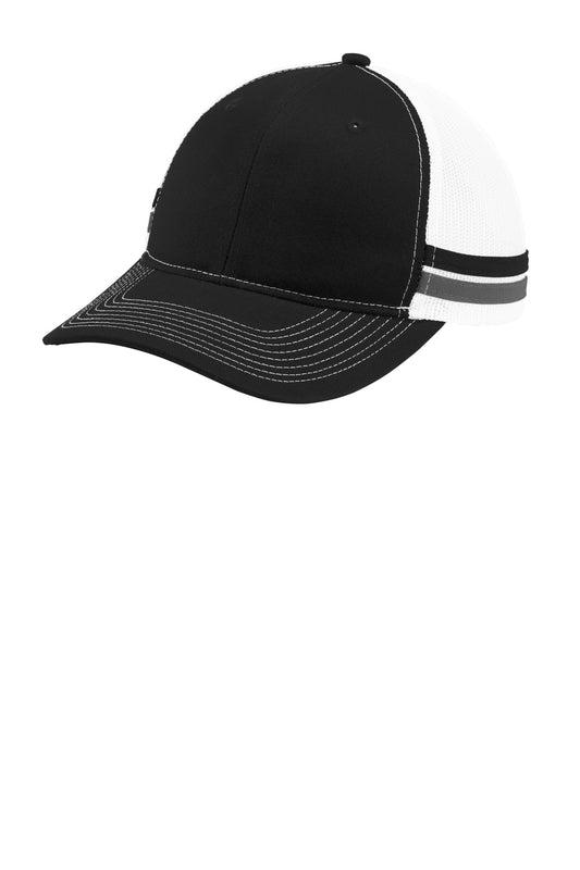 Port Authority Two-Stripe Snapback Trucker Cap C113 Black/ Grey Steel/ White