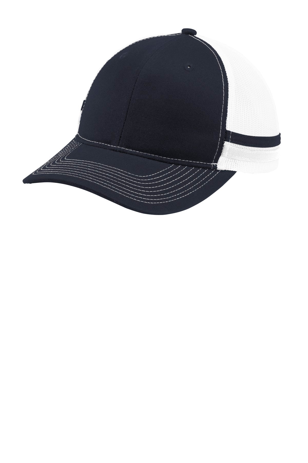 Port Authority Two-Stripe Snapback Trucker Cap C113 Rich Navy/ Rich Navy/ White