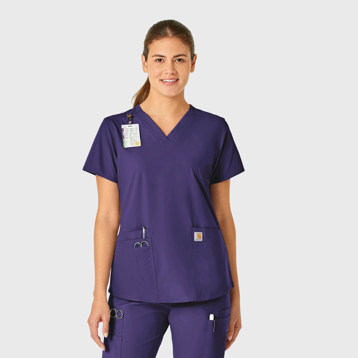 Force Essentials C12113 V-Neck Scrub Top Grape Model Image Front | Carhartt