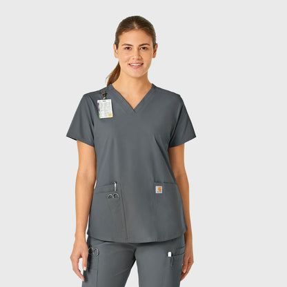 Force Essentials C12113 V-Neck Scrub Top Pewter Model Image Front | Carhartt