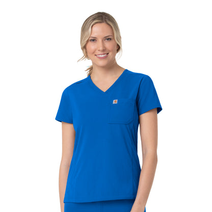 Rugged Flex Peak C12137 Tuck-In Scrub Top Royal Model Image Front | Carhartt