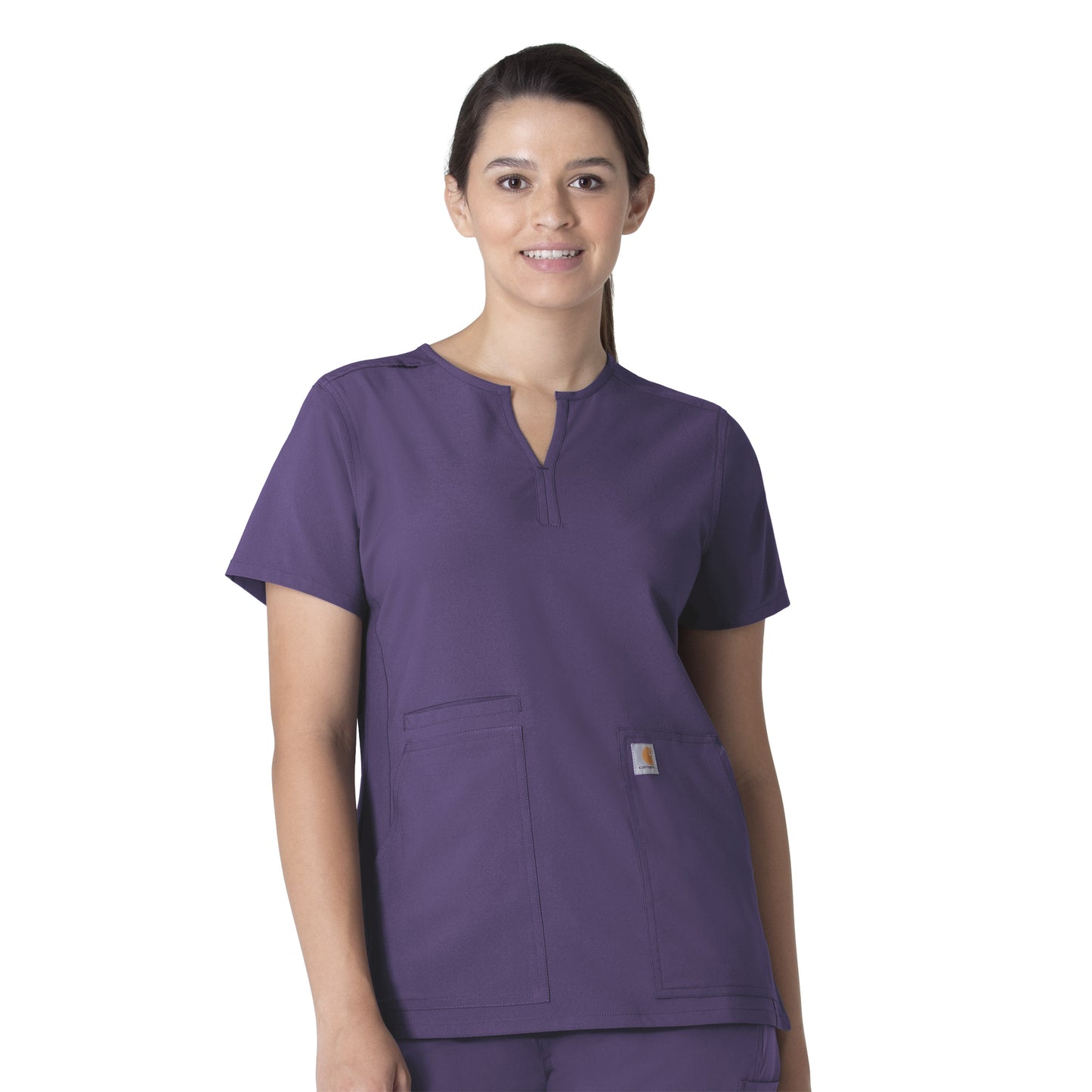 Force Essentials C12213 Notch Neck Tunic Scrub Top Grape Model Image Front | Carhartt