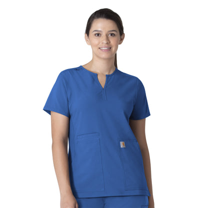 Force Essentials C12213 Notch Neck Tunic Scrub Top Royal Model Image Front | Carhartt