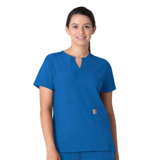 Force Essentials C12213 Notch Neck Tunic Scrub Top Royal Model Image Front | Carhartt