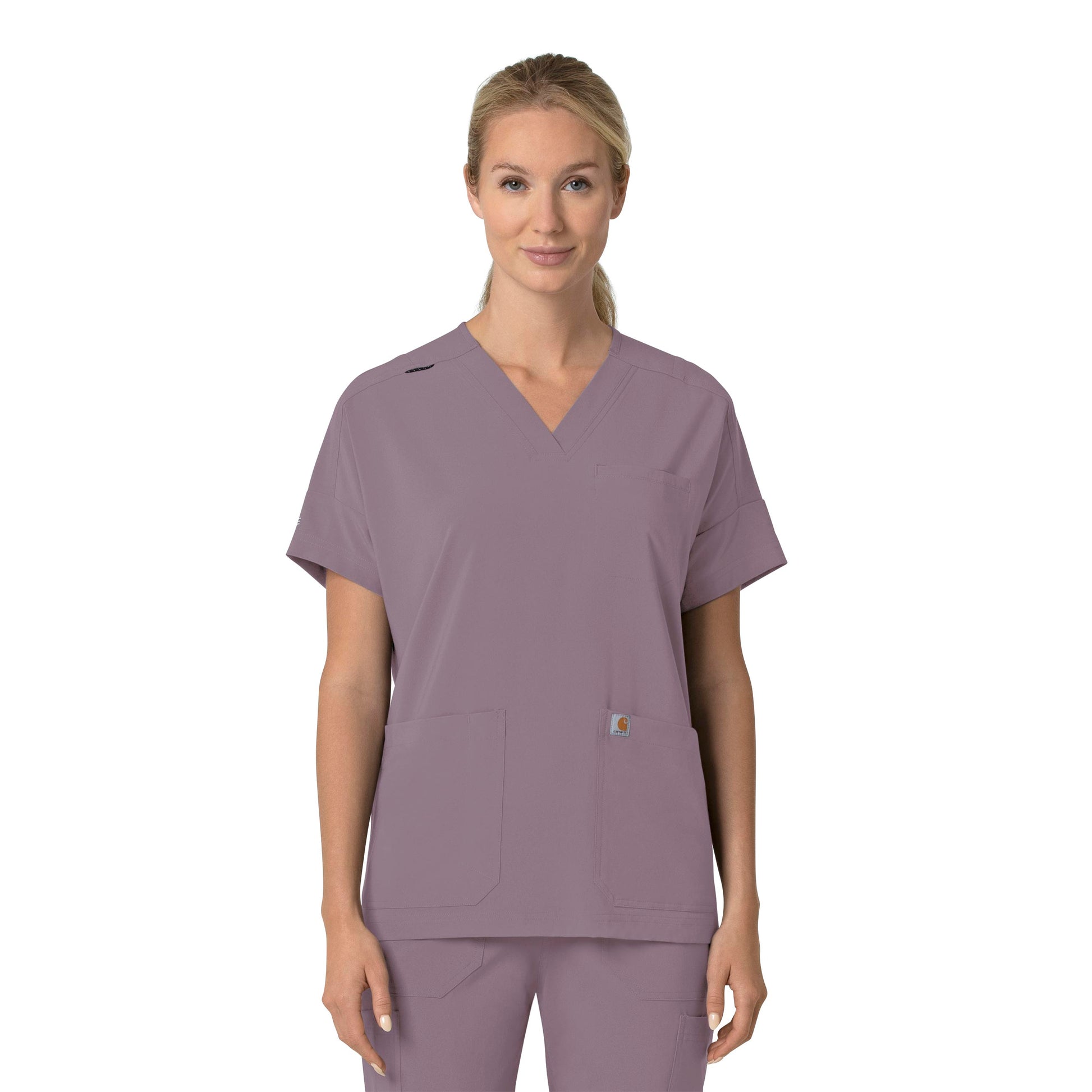 Force Cross-Flex C13110 Oversized V-Neck Scrub Top Lavender Mist Model Image Front | Carhartt