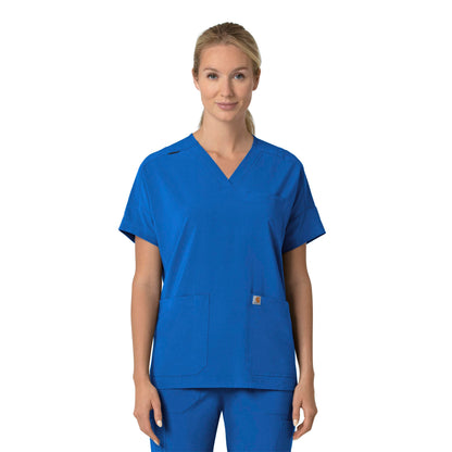 Force Cross-Flex C13110 Oversized V-Neck Scrub Top Royal Model Image Front | Carhartt