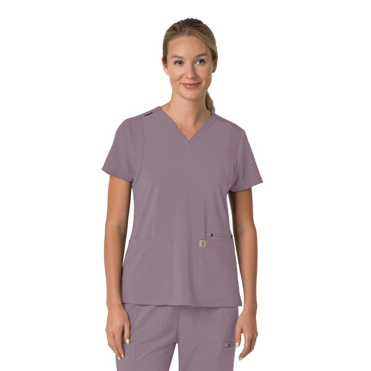 Force Cross-Flex C13210 Flex Panel V-Neck Scrub Top Lavender Mist Model Image Front | Carhartt