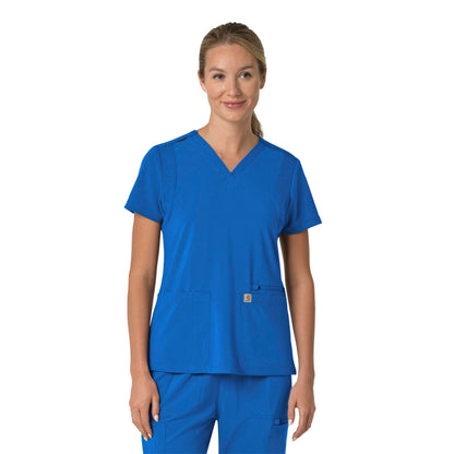 Force Cross-Flex C13210 Flex Panel V-Neck Scrub Top Royal Model Image Front | Carhartt