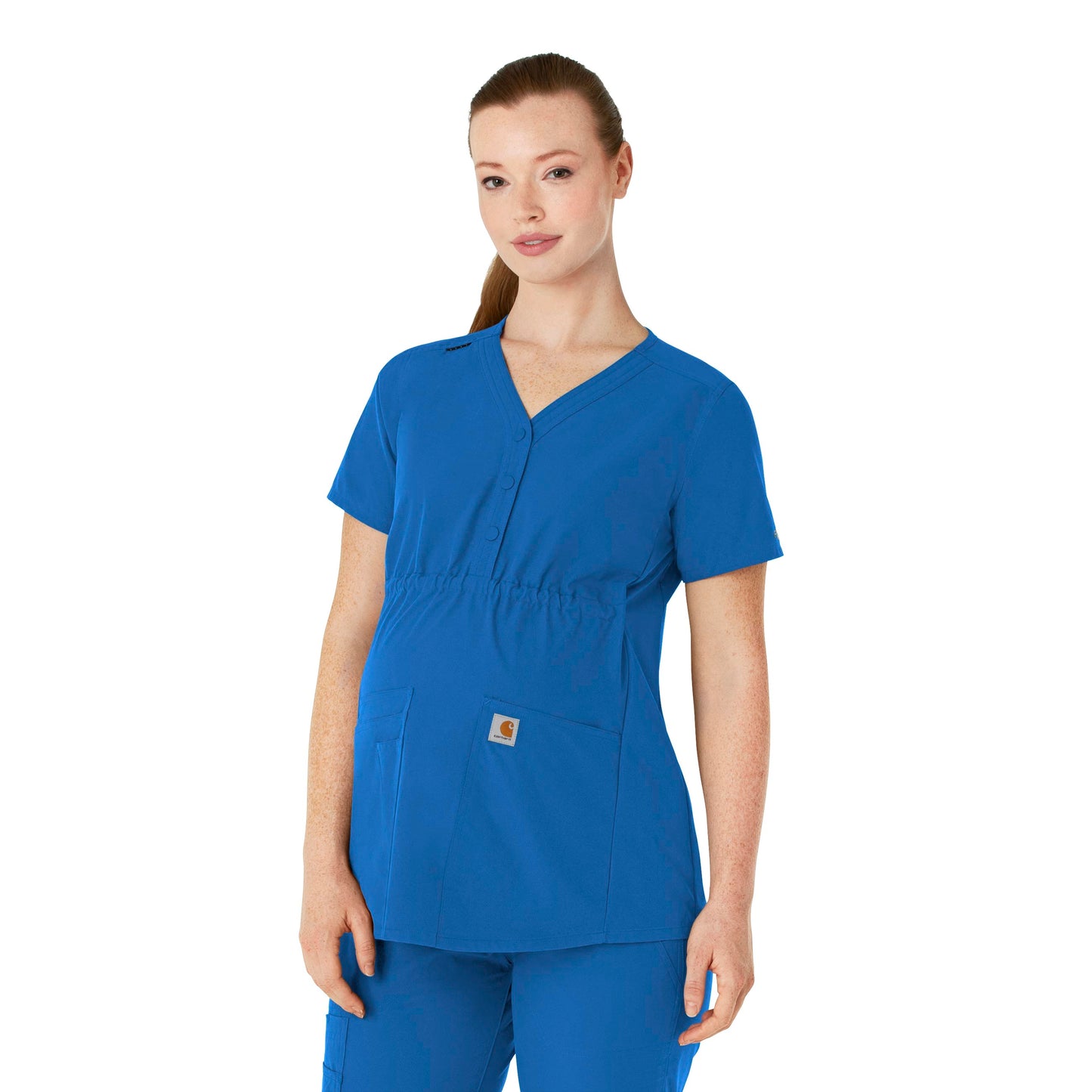 Force Essentials C14113 Henley Maternity Scrub Top Royal Model Image Front | Carhartt