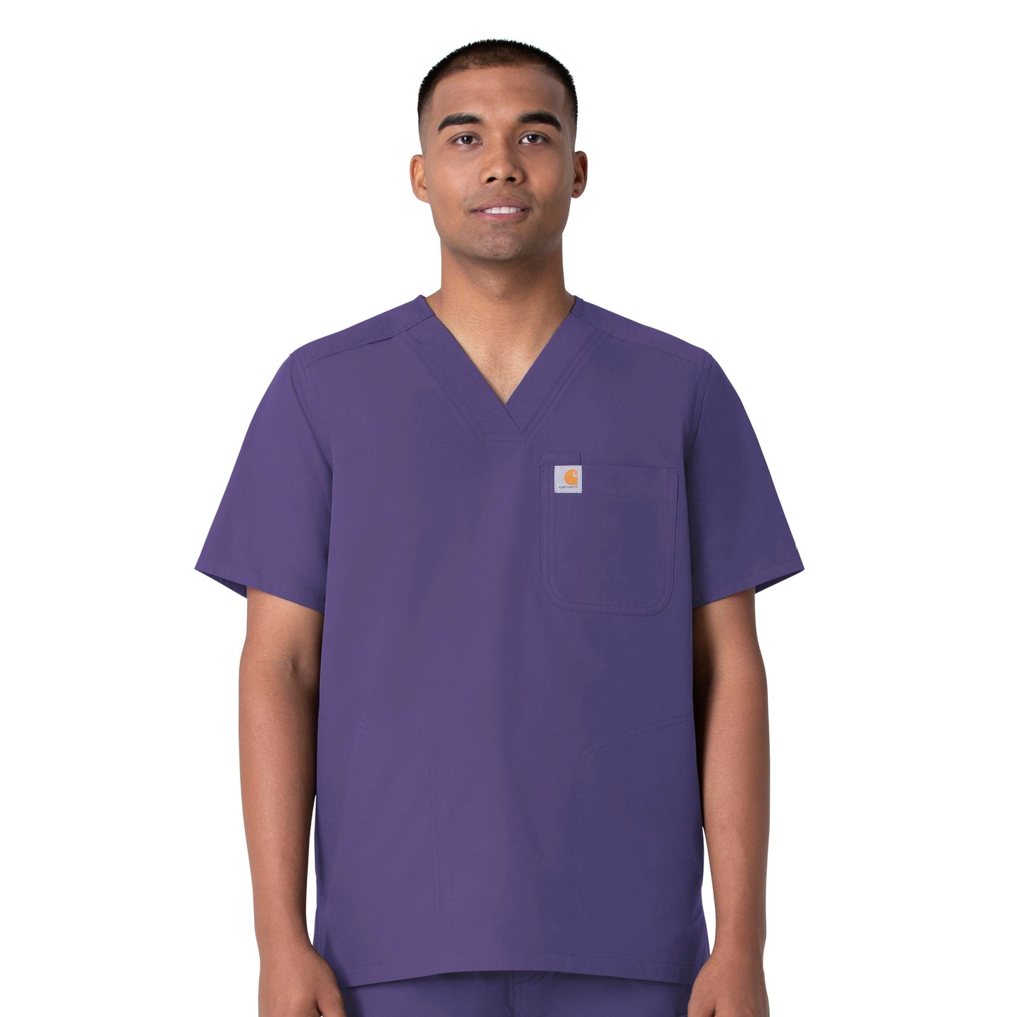 Force Essentials C16113 Men's V-Neck Shirttail Scrub Top Grape Model Image Front | Carhartt