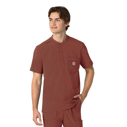 Force Cross-Flex C16310 Men's Henley Scrub Top Sable Model Image Front | Carhartt