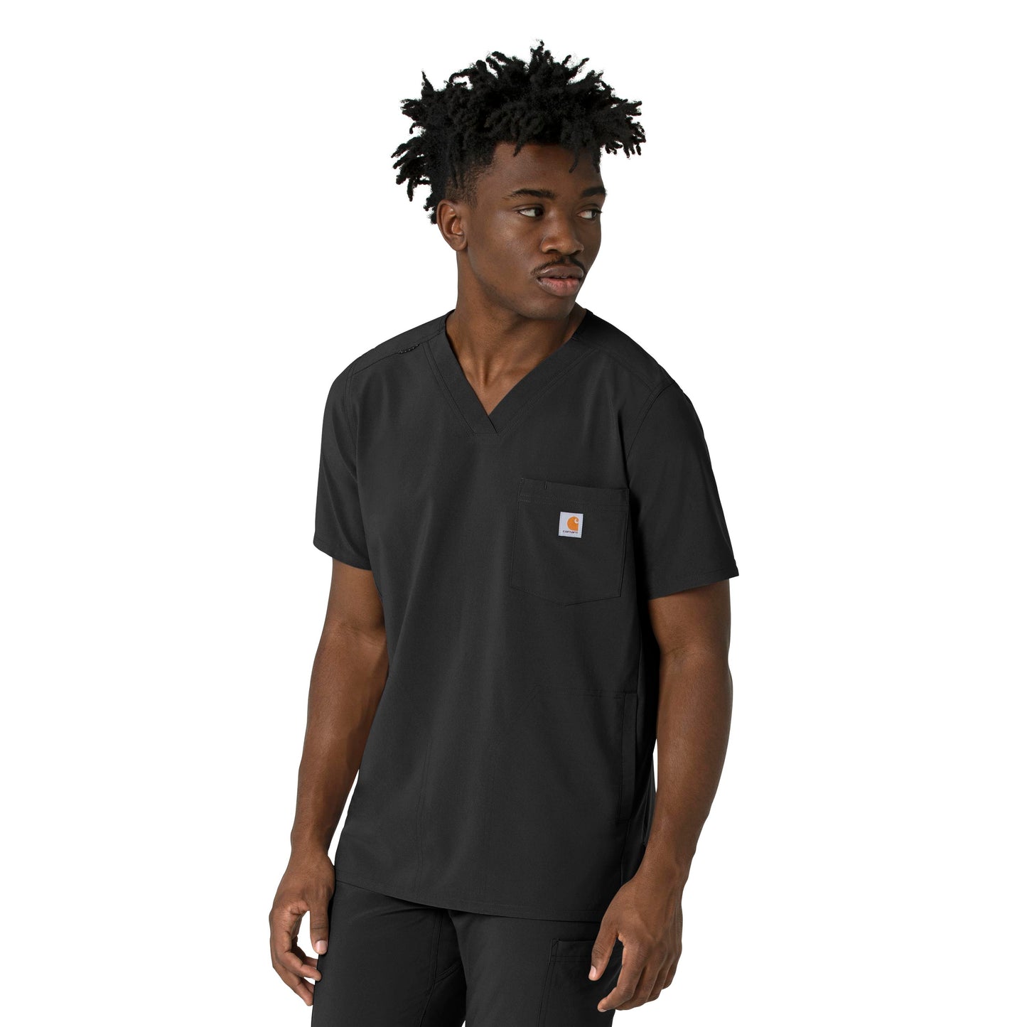 Force Cross-Flex C16410 Men's V-Neck Scrub Top Black Model Image Front | Carhartt