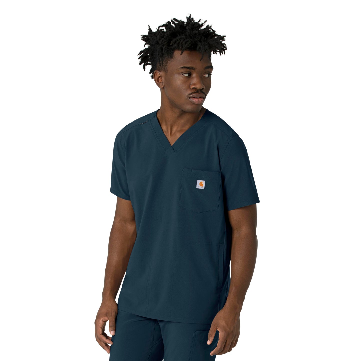 Force Cross-Flex C16410 Men's V-Neck Scrub Top Navy Model Image Front | Carhartt