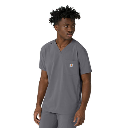 Force Cross-Flex C16410 Men's V-Neck Scrub Top Pewter Model Image Front | Carhartt