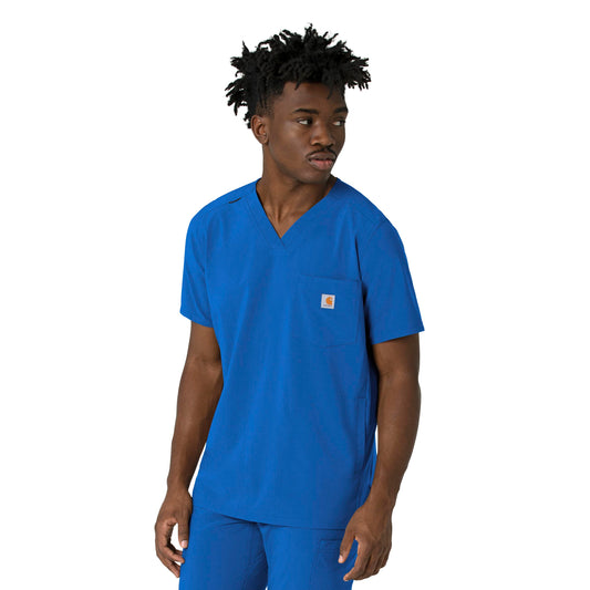 Force Cross-Flex C16410 Men's V-Neck Scrub Top Royal Model Image Front | Carhartt