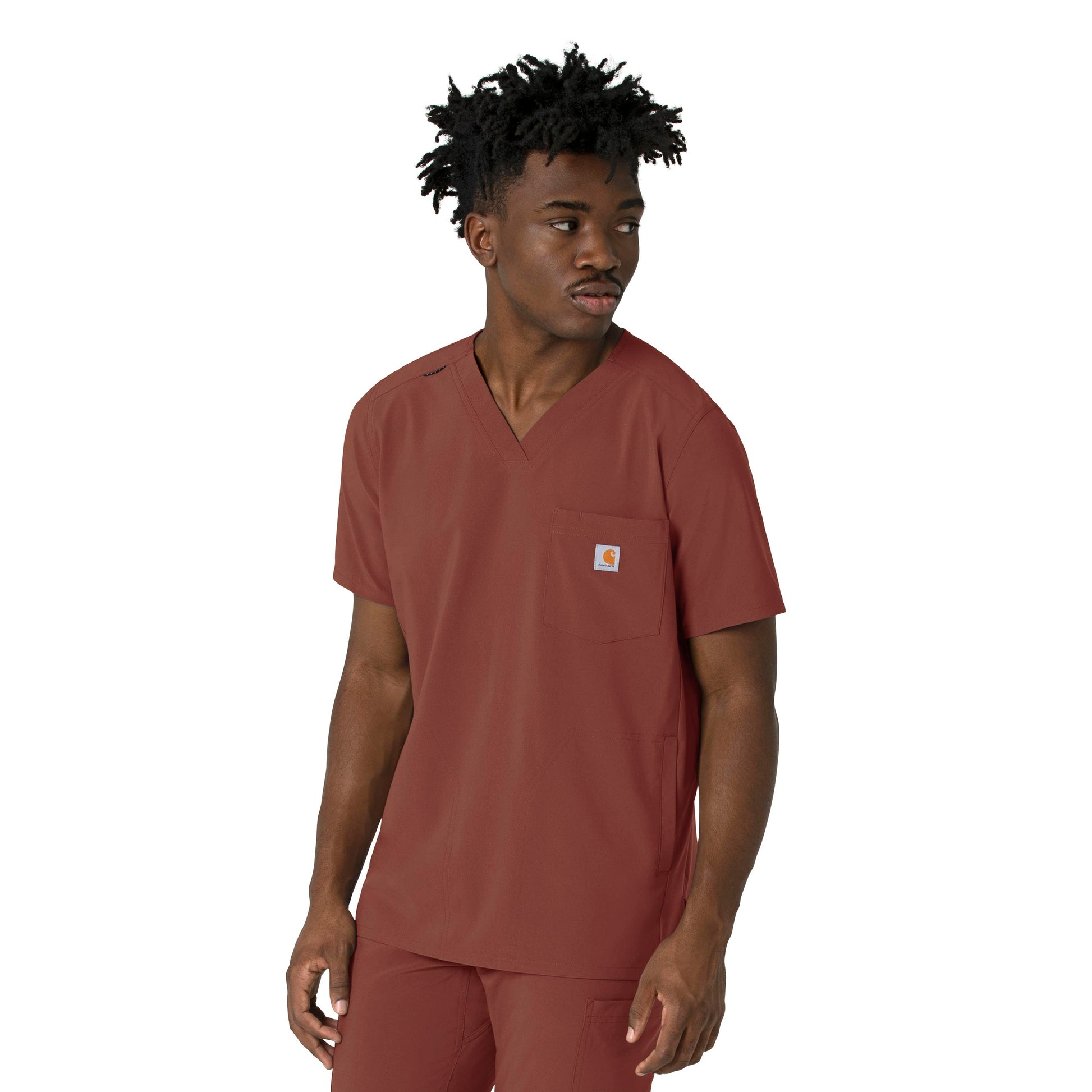 Force Cross-Flex C16410 Men's V-Neck Scrub Top Sable Model Image Front | Carhartt