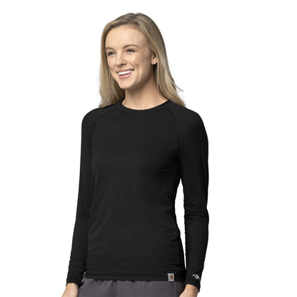 Force Sub-Scrubs C31002 Performance Long Sleeve Tee Black Model Image Front | Carhartt