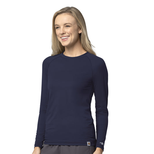 Force Sub-Scrubs C31002 Performance Long Sleeve Tee Navy Model Image Front | Carhartt