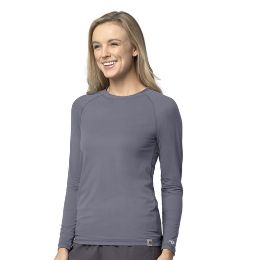 Force Sub-Scrubs C31002 Performance Long Sleeve Tee Pewter Model Image Front | Carhartt