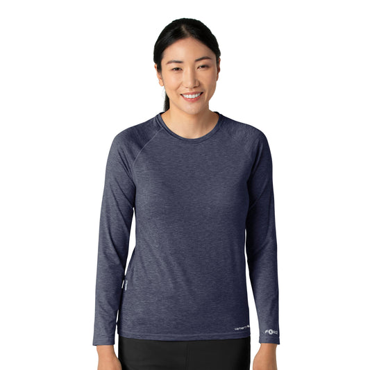 Force Sub-Scrubs C31009 Performance Long Sleeve Tee Navy Heather Model Image Front | Carhartt