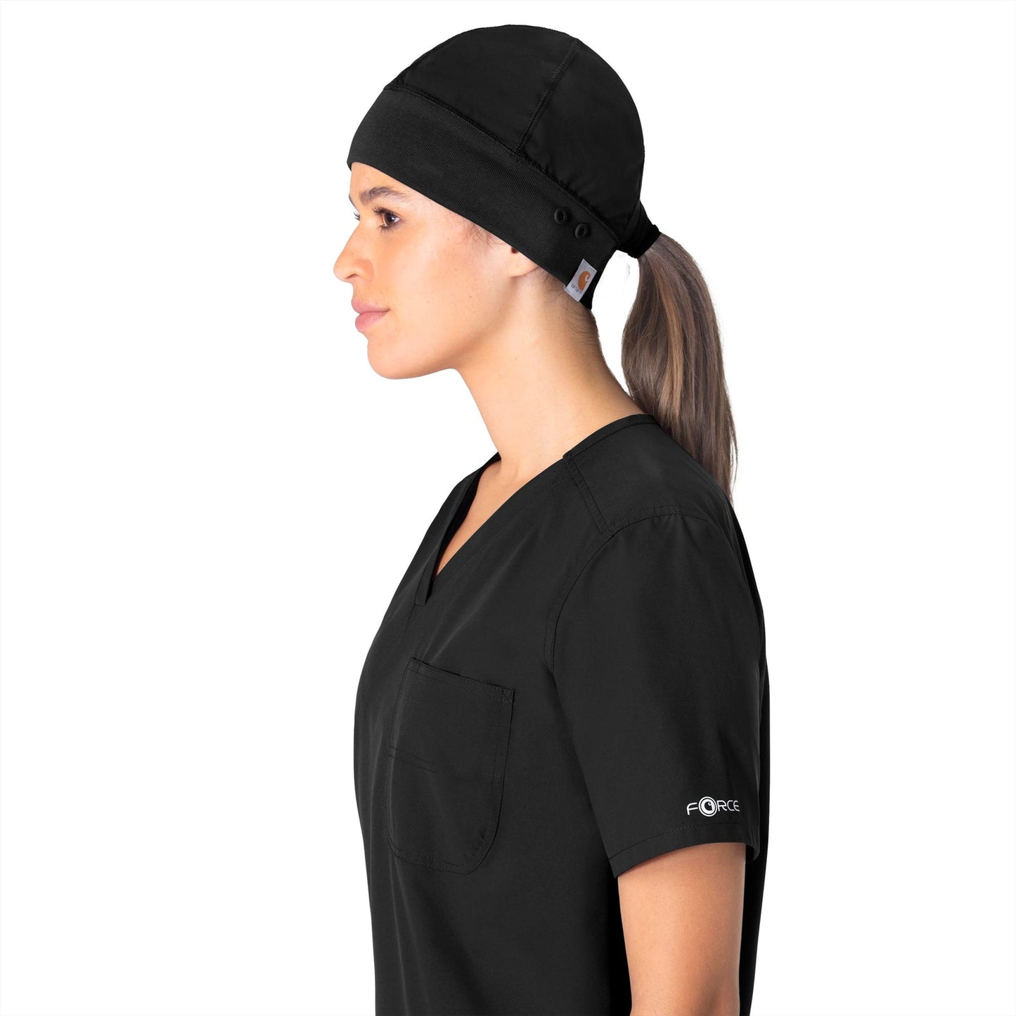 Force Essentials C40013 Unisex Beanie Scrub Cap Black Model Image Front | Carhartt