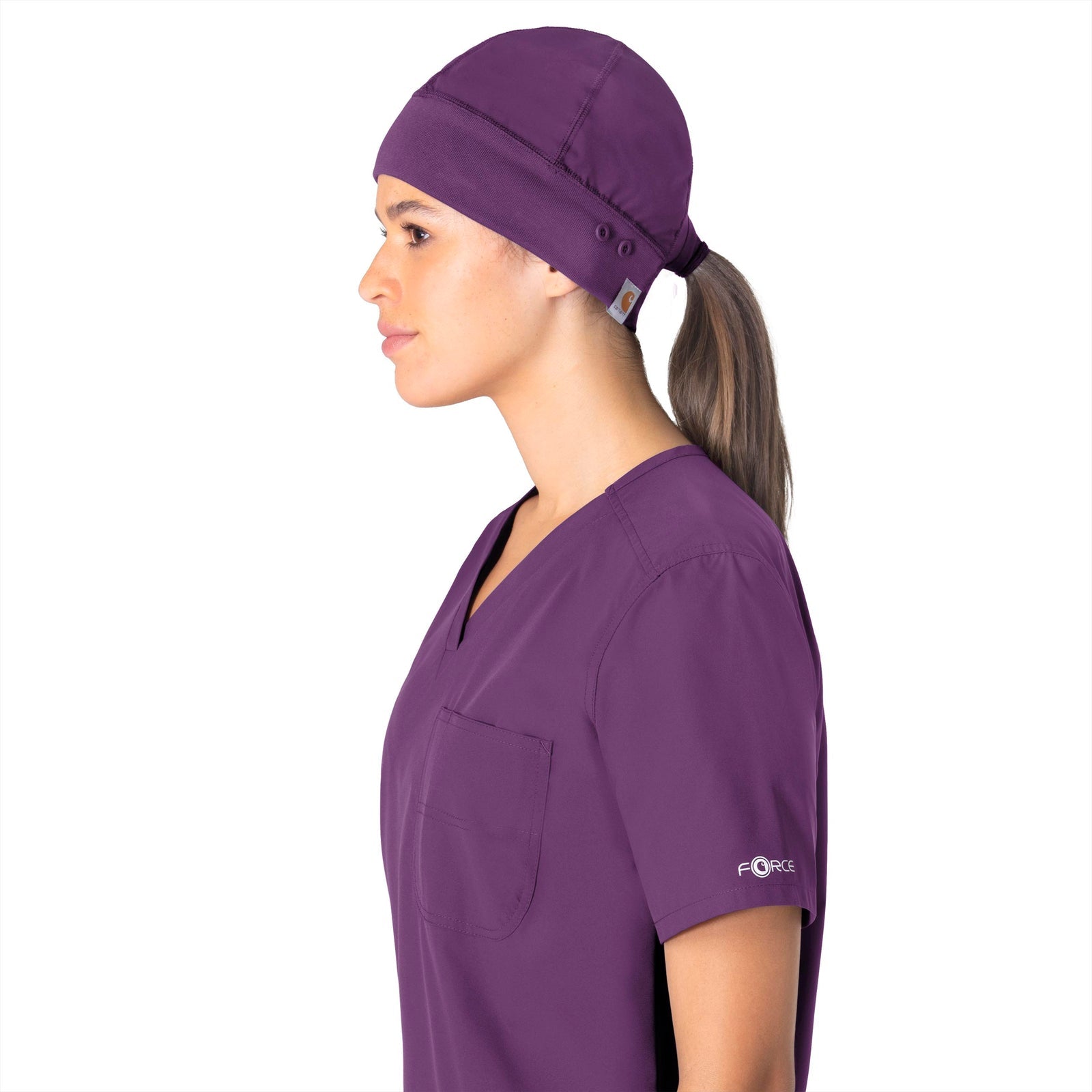 Force Essentials C40013 Unisex Beanie Scrub Cap Eggplant Model Image Front | Carhartt